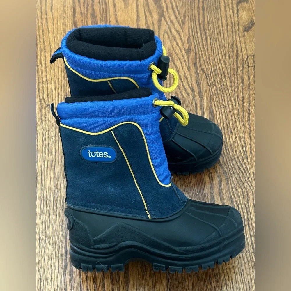 Totes Blue Black Insulated Snow Boots Waterproof Winter Outdoor Kids Boys 8